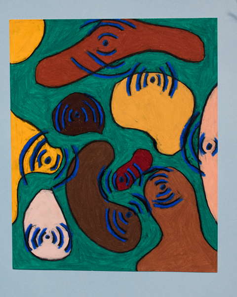 A Crowd Of Nomads On Dark Green